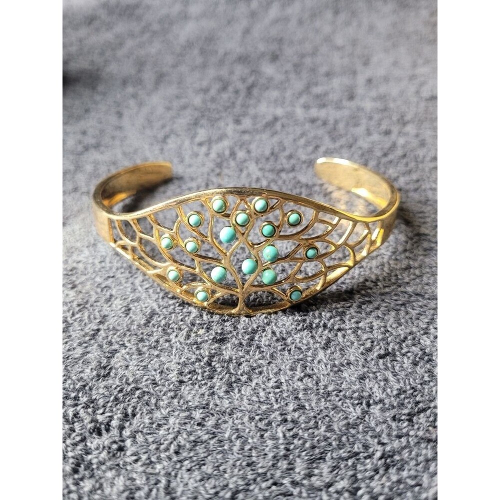Tree Of Life Turquoise 18K Gold Over 925 Sterling Silver Bracelet – Tehya Oyama
